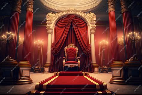 Premium Photo | Red carpet leading to a king thrones inside of the