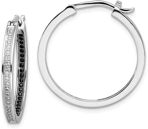 Amazon Com 925 Sterling Silver Cubic Zirconia Hoop Earrings 25x23mm