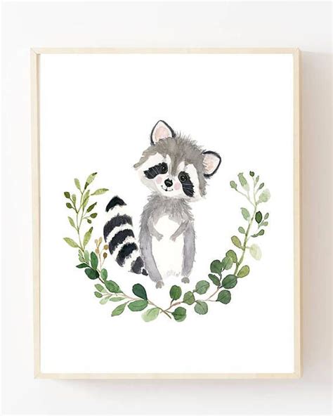Baby Raccoon Raccoon Painting Woodland Nursery Nursery Art Nursery