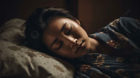 امرأة آسيوية تنام على السرير امرأة تنام في السرير صور عالية الدقة