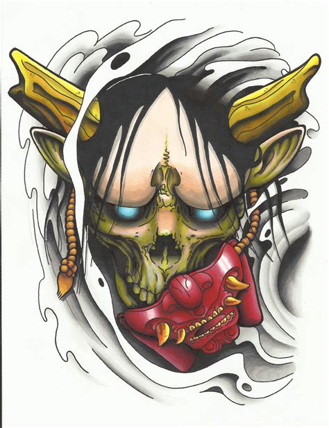 This is a very common meaning of the hannya mask tattoo but it can change according to the context. Hannya Mask tattoo design colour first draft | ลายสัก ...