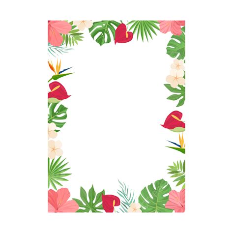 Frame With Tropical Leaves Beautiful Flower Arrangement And Vector