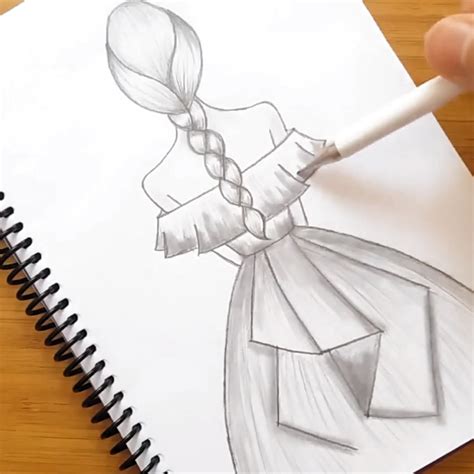 How To Draw A Beautiful Girl Back Side With Dress Drawings Art