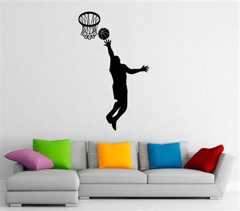 Basketball Net Wall Decal Basketball Player Vinyl Sticker Etsy
