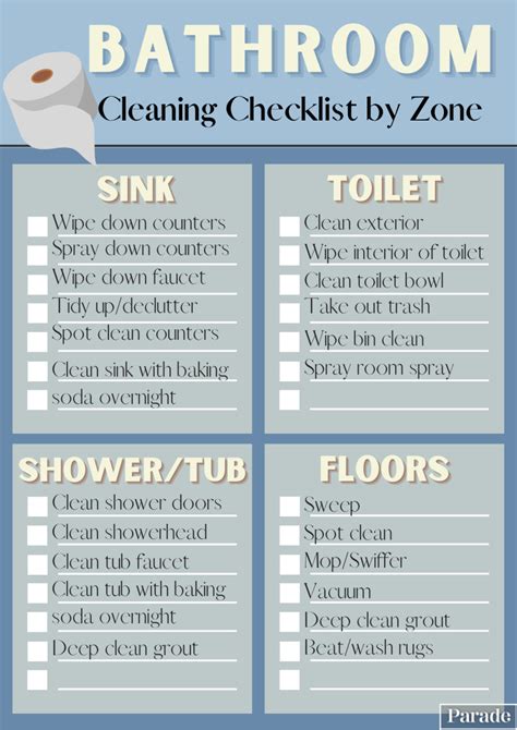 10 Printable Bathroom Cleaning Checklists — Bathroom Cleaning Tips Parade