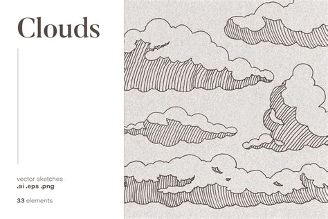 Set Of Clouds Sketches Custom Designed Illustrations Creative Market