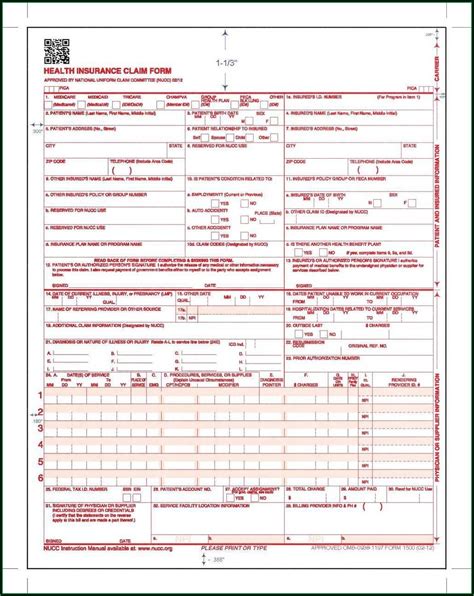 Hcfa 1500 Claim Form Sample Form Resume Examples Xy1qng9kmz