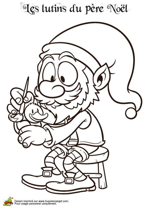 Modele boule de noel a imprimer. Coloriage lutin qui peint un canard sur Hugolescargot.com