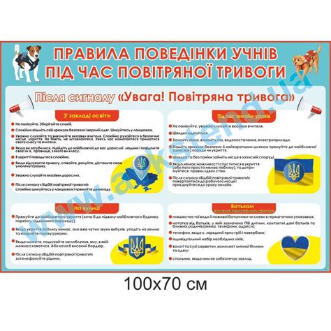 Стенд Правила поведінки учнів під час повітряної тривоги 02041030