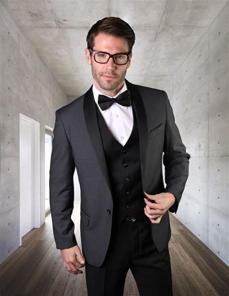 Statement Pc Charcoal Gray Tuxedo Prom Outfits For Guys Modern Fit