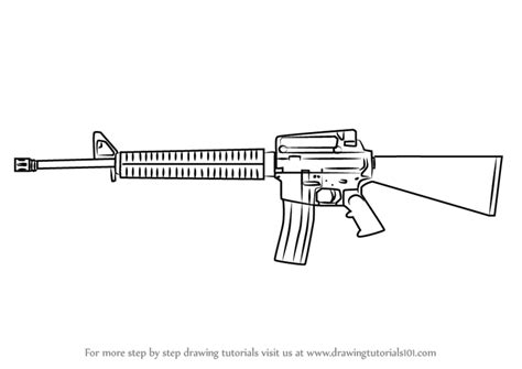 Learn How To Draw A M16 Rifle Rifles Step By Step Artofit