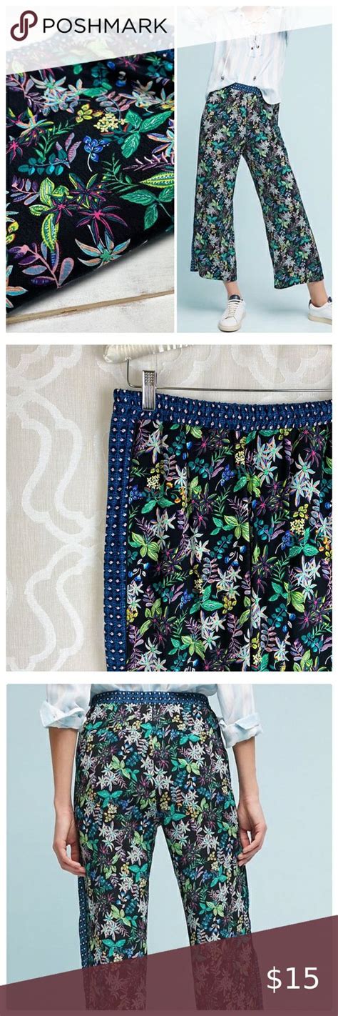 Anthropologie Rousseau Cropped Floral Pant Floral Pants Printed Wide