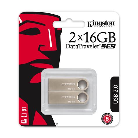 Kingston 16gb Usb 20 Datatraveler Se9 Metal Casing 2 Pack Dtse9h16gb