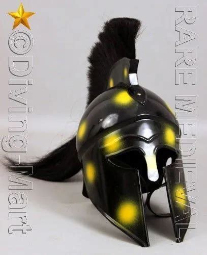 Medieval Greek Armor Knight Corinthian Helmet With Black Plume
