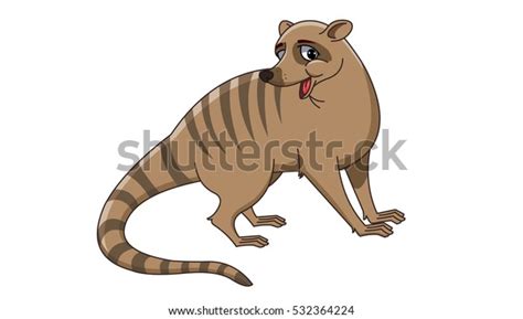 Brown Striped Mongoose Cartoon Vector Image เวกเตอร์สต็อก ปลอดค่า