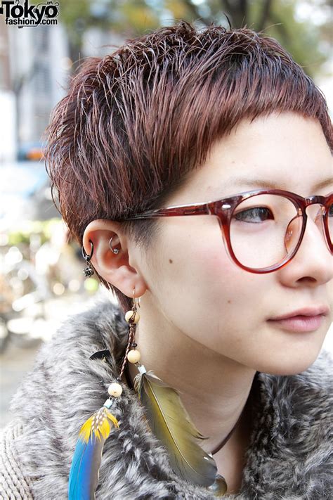 short haired japanese girl named bob w cute glasses and frilly shorts tokyo fashion