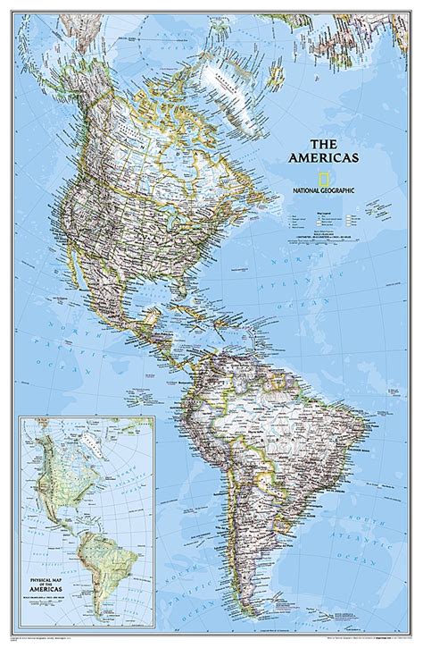 The Americas Classic National Geographic Wall Map This Beautiful