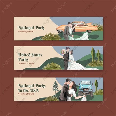 Banner Template With National Parks Of The United States Concept
