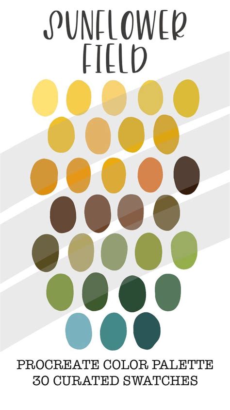 Sunflower Field Procreate Color Palette 30 Color Swatches Etsy