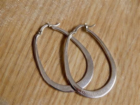 Tiffany Co Sterling Silver 925 Oval Hoop Earrings Designed Etsy
