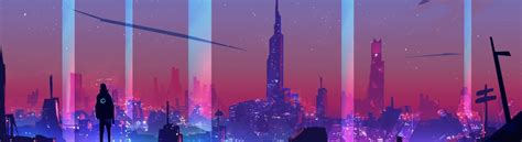 1235x338 Neon Wave Futuristic City 1235x338 Resolution Wallpaper Hd