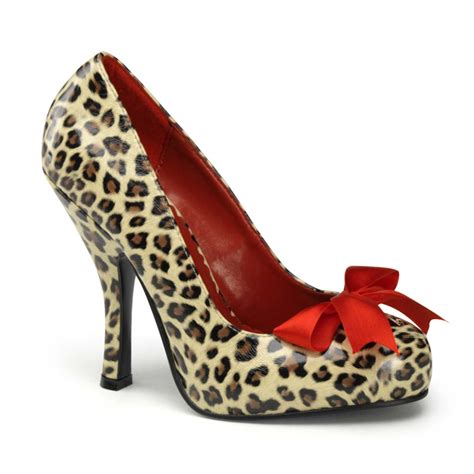 pleaser pinup couture cutiepie 06 tan pu cheetah print in sexy heels and platforms 40 47