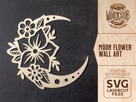 Moon Flower SVG Crescent Moon SVG Flower Moon SVG Floral - Etsy España