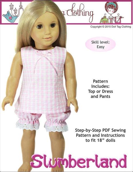 Doll Tag Clothing Slumberland Doll Clothes Pattern 18 Inch American Girl Dolls Pixie Faire
