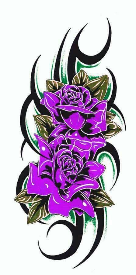 Pin By Kate Fye On All Things Purple Tribal Rose Tattoos Wild Rose