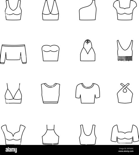 Set Of Icons Of Trendy Crop Tops Vector Illustration Stock Vector