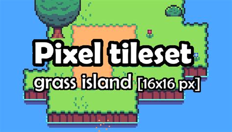 Pixel Tileset Grass Island 16x16px Gamedev Market