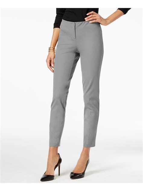 Alfani Alfani Womens Gray Creased Straight Leg Wear To Work Pants