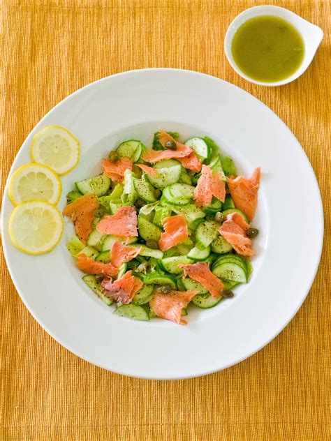 Salad As A Meal Smoked Salmon Cucumbers And Capers 1 Salmon Capers