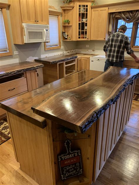 Live Edge Kitchen Countertop With Bark 2 12” Solid Walnut Live