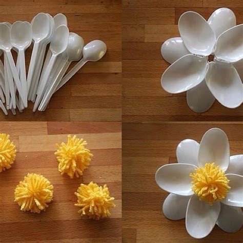 Flower Made Out Of Plastic Spoons Plastic Spoon Crafts Plastic