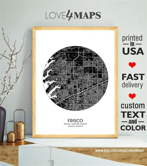 Art And Collectibles Frisco Art Frisco Map Frisco Texas Map Frisco Poster