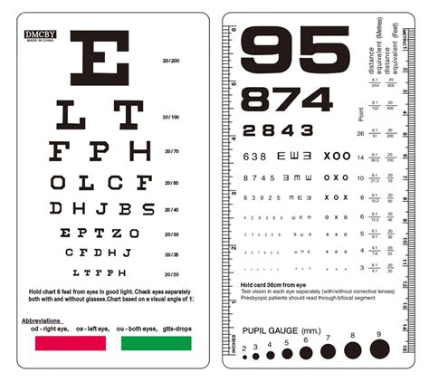 Buy Snellen And Rosenbaum Pocket Eye Chart For Eye Exams Double Sided