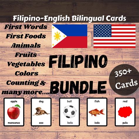 FILIPINO Flash Cards BUNDLE Tagalog English Bilingual Cards Etsy