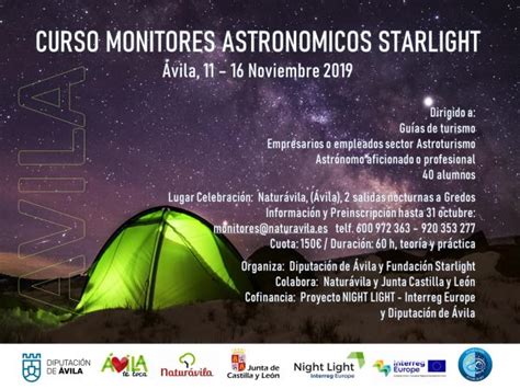 Curso Monitores Astronómicos Starlight Ayuntamiento De Madrigal De