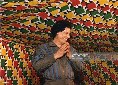 Colonel Muammar Gaddafi Posing For A Portrait In One Of His Tents In