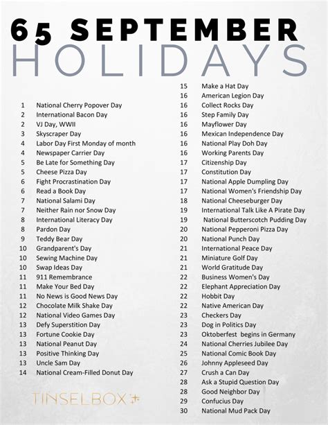 Wacky Fun List Of September Holidays To Celebrate Holiday List