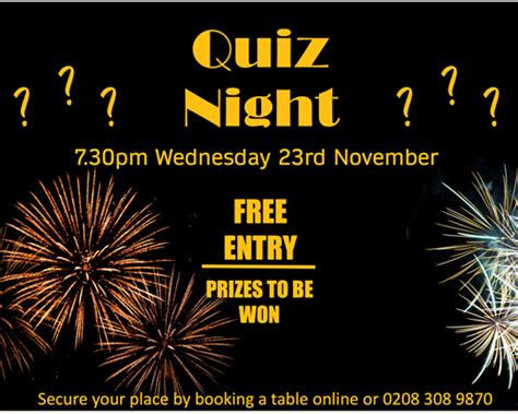 Quiz Night Star At Sidcup Place Pub And Restaurant Signature