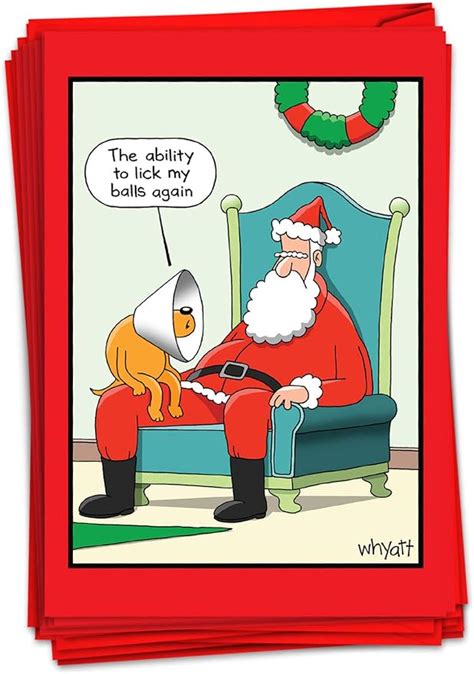 Nobleworks 12 Funny Adult Cartoon Cards For Christmas Boxed Holiday