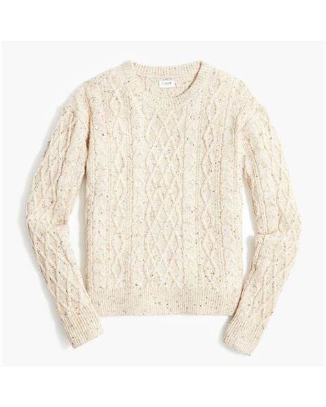 Jcrew Cotton Donegal Cable Crewneck Sweater In Natural Lyst