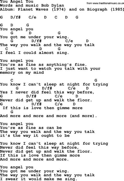 Bob Dylan Song You Angel You Lyrics And Chords