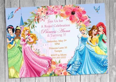 Disney Princess Invitations Disney Princess Birthday Party Disney