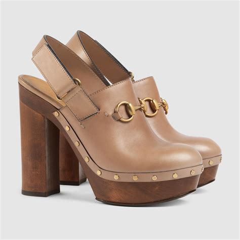 Lyst Gucci Amstel Leather Clog In Brown