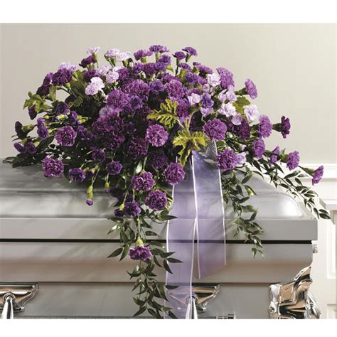 Purple Casket Spray Funeral Sprays By Cherryhill Flowers