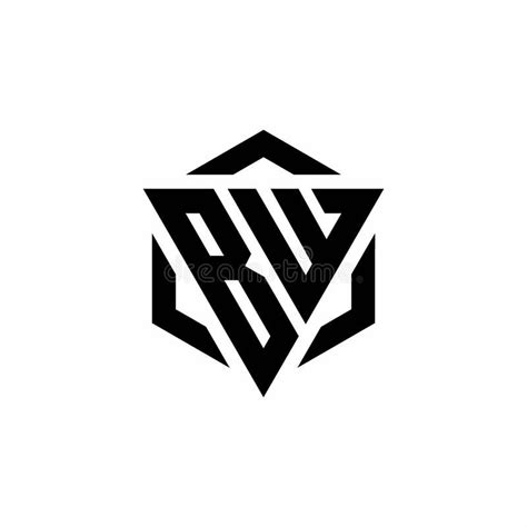Bw Logo Monogram With Triangle And Hexagon Modern Design Template Stock