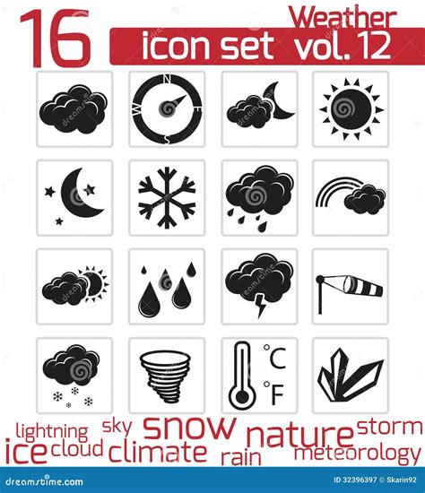 Vector Black Weather Icons Stock Illustration Illustration Of Nature